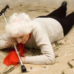 Elderly woman fallen on the floor